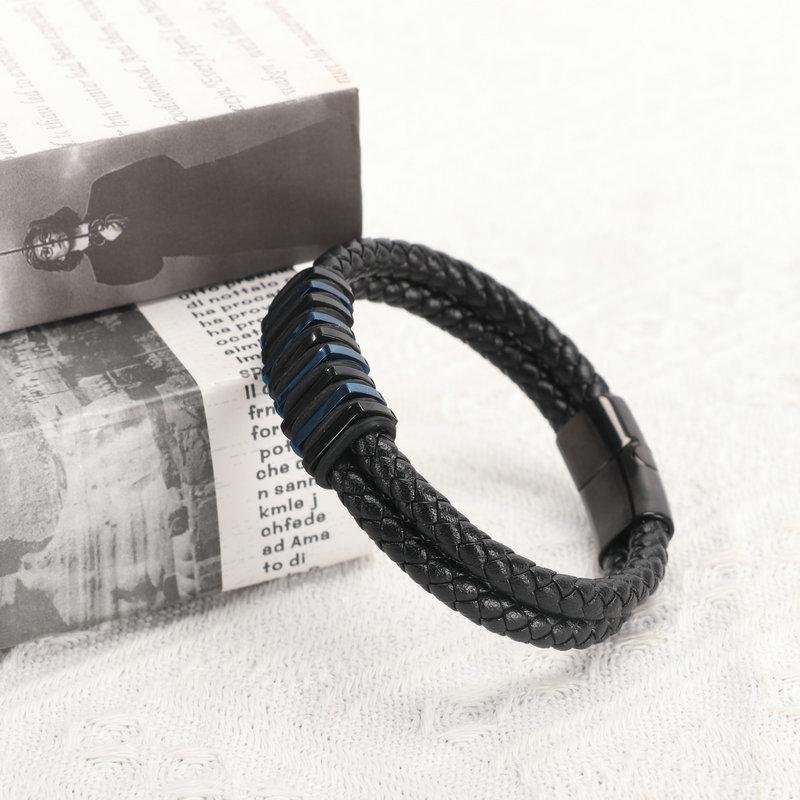 Xia Xin Black Leather Rope Woven Non-Fading Bracelet Personalized Accessories Fashion Bracelet Can Be