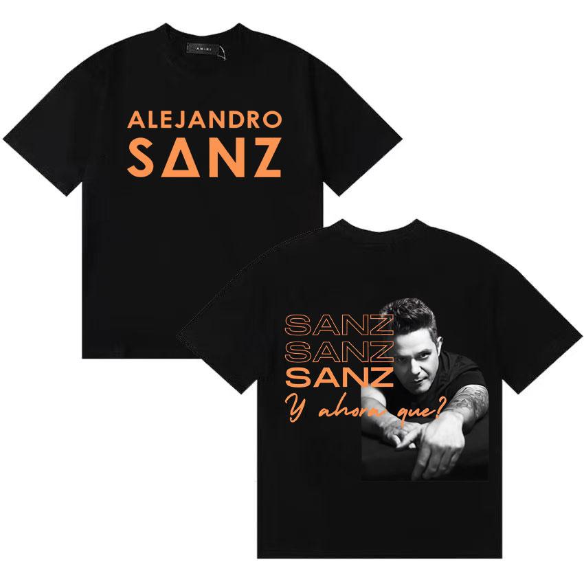 Rapper Alejandro Sanz Mode Sommer T-Shirt Unisex Damen Harajuku Stil Baumwolle Kurzarm T-Shirt Musikliebhaber T-Shirts Streetwear