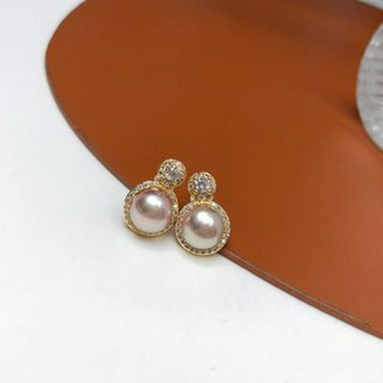 Elegant Songyuan Pearl Stud Earrings: Multiple Colors, Round Mantou Design, Light Luxury Fashion