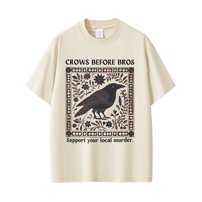 Crows Before Bros Funny Meme T-shirt Unique Bird Nature Tshirt Unisex Women Casual Cotton Vintage T Shirts Unisex's Oversized T-shirts