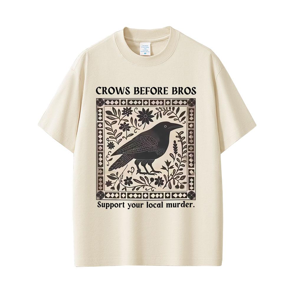 Crows Before Bros Funny Meme Tshirt Unique Bird Nature Tshirt Men Women Casual pure Cotton Vintage T Shirts Men Tshirts
