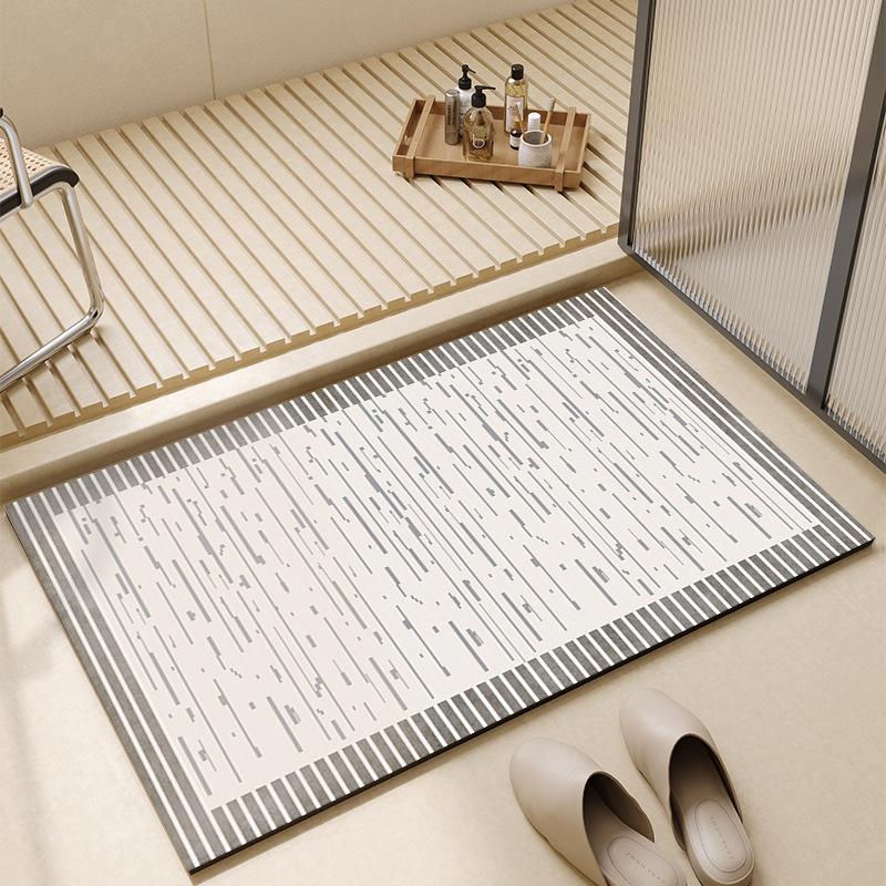 Simple Bathroom Floor Mat Bathroom Absorbent Mat Diatom Mud Toilet Door Carpet Entry Door Anti-slip Soft Foot Mat