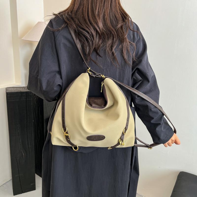 Wildleder Tragetasche Damen Große Kapazität Pendler Rucksack Lässige Umhängetasche Trendiger Reiserucksack