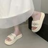 2025 new thick-soled one-word French with skirt beach casual non-slip muffin shoes summer fashion outer slippers