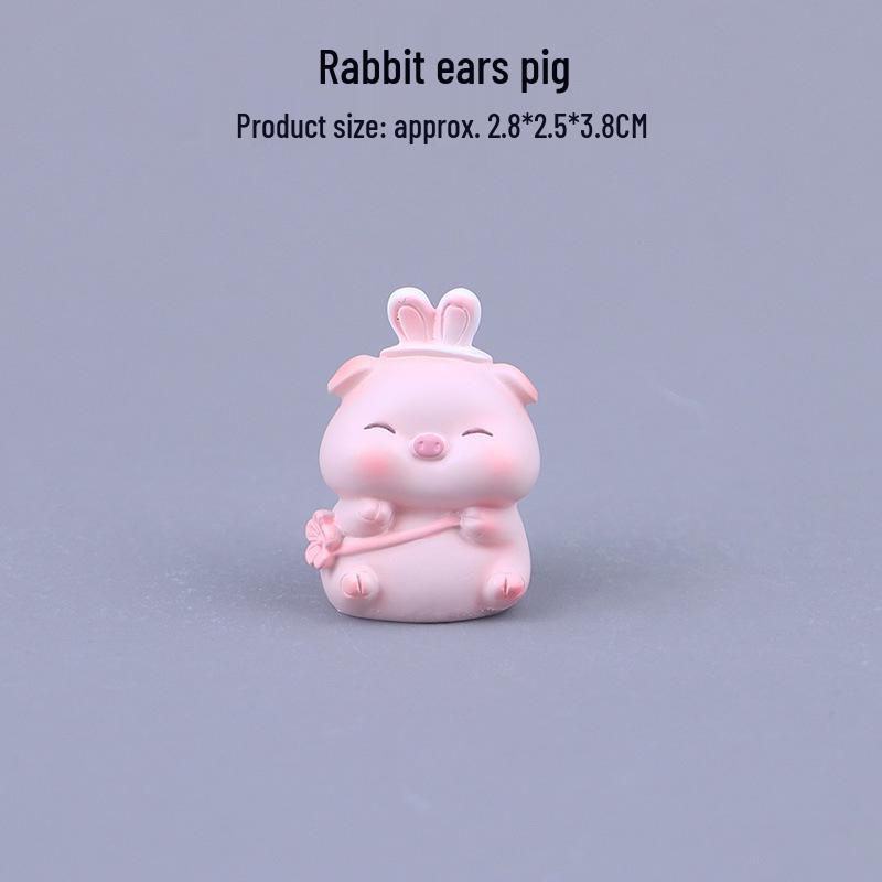 Creative Piggy Resin Ornament for Car and Office Decor
