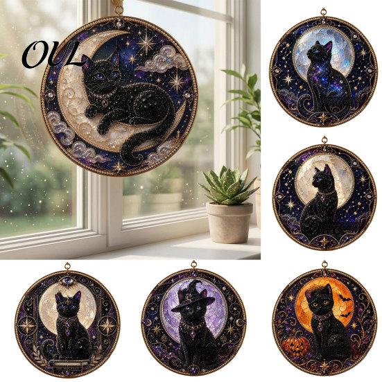 Cute Animal Decoration Black Cat Diamond Art Kits for Adults Beginners, DIY Material Package, Healing Craft Hobby Painting Set Home Wall Decor