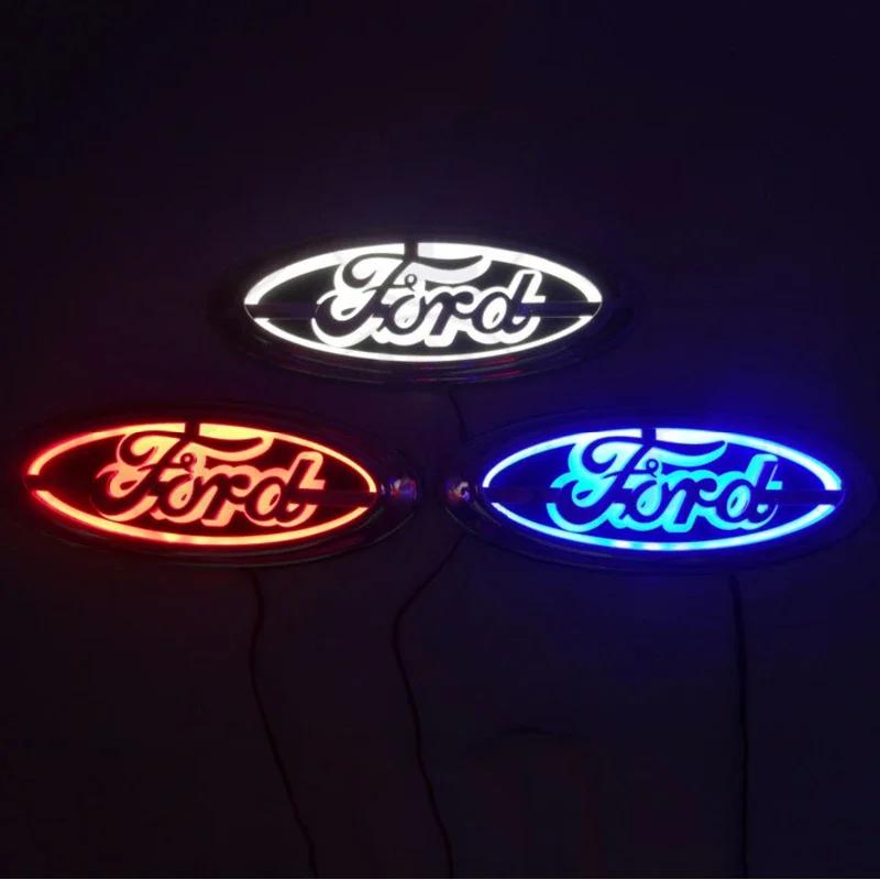 14.5X5.6cm Car Front Rear Emblem Badge LED Light Sticker Cover for Ford Focus Mondeo Kuga Mustang Fusion Transit Ranger Explorer