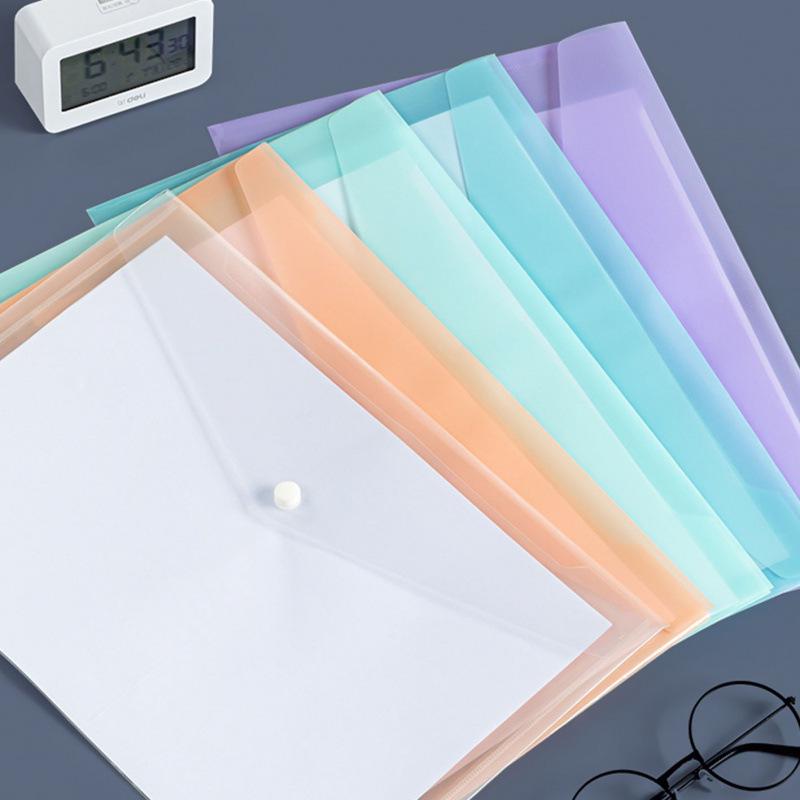 A4 Large Capacity Transparent Plastic Document Bag with Snap Button for Test Paper Storage