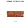 Korean Style Vintage Vegetable Tanned Leather Long Wallet Pencil Case Large Capacity Multi-Purpose Stationery Eyeglass Holder
