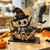 Office Desk Organizer Halloween Wood Napkin Holder, Rustic Ghost Skeleton Owl Pumpkin Dispenser, Wooden Dispenser Vintage Tabletop Standing