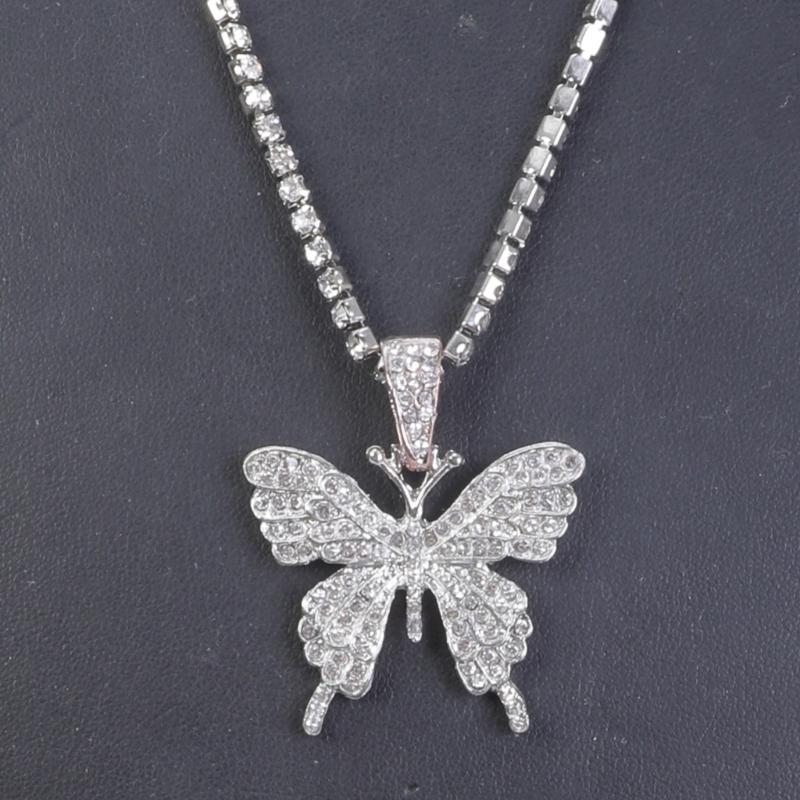 Fashion 3D for Butterfly Pendant Necklace Sparking Crystal Pave for Butterfly Necklace Cubic Zircon Necklace Jewelry Dec