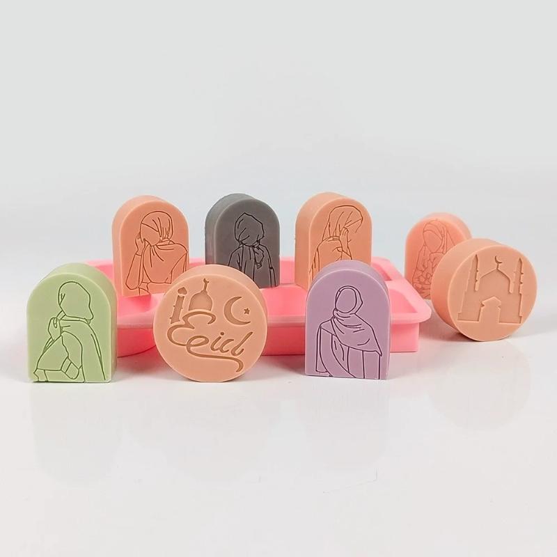 6-Cavity Eid Al Fitr Mubarak Ramadan Cake Mold - Islamic Image Dessert Soap Candle Maker Middle Eastern Festival Decor DIY