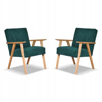 Armchair PRL Retro Vintage Set SOLER Family Furniture Green Corduroy Anafi