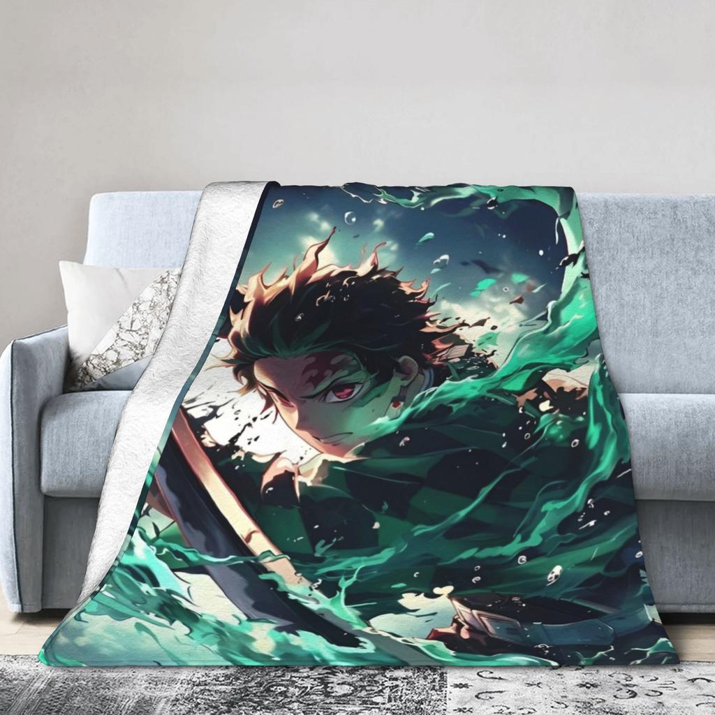 Kimetsu No Yaiba Blanket Cover Shinobu Kocho Fleece Throw Blanket Summer Air Conditioning Decoration Ultra-Soft Warm Bedspread
