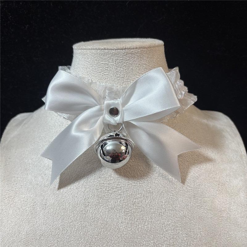 Bow Lace Bell Choker Clavicle Necklace Maid Cosplay Neck Accessories For Women