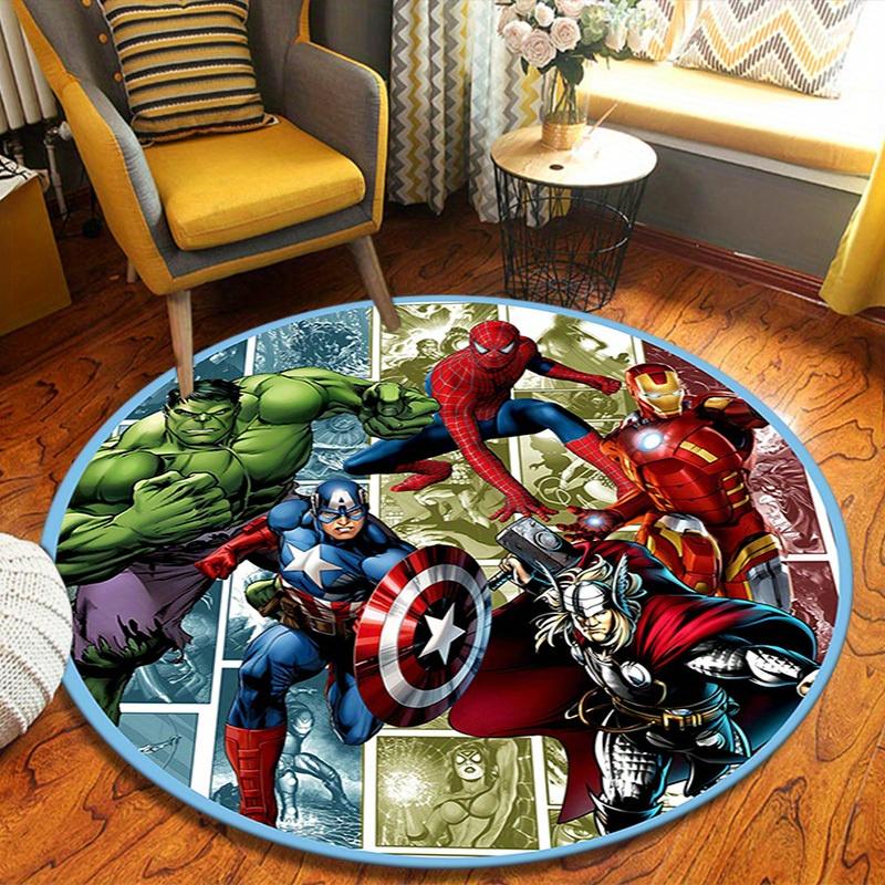 

1pc Marvel Avengers Super Heroes Round Area Rug Non Slip, Machine Washable Polyester Carpet For Living Room & Bedroom Decor 80cm