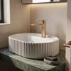 Countertop Washbasin 45 - Marcela Rea - White Ceramic - Grooved Glam