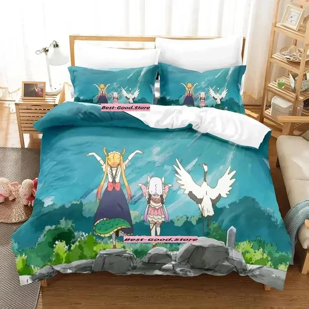 Neues Miss Kobayashi's Dragon Maid Bettwäsche-Set Anime dreiteiliges Set Erwachsene Kind Schlafzimmer Bettbezug-Sets Mode conjunto de cama