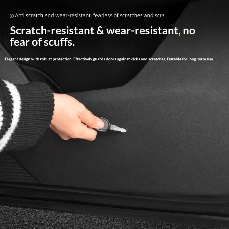HOMEFISH For Car Door Anti Kick Pad Leather Sticker Trim Kit For Tesla Model Y Juniper Side Door Protector Interior Decoration