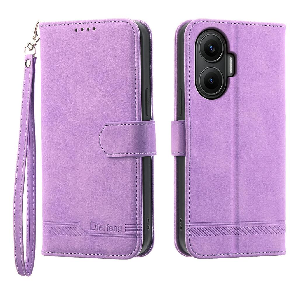 DIERFENG DF-03 For Xiaomi Poco F7 5G/Redmi Turbo 4 Pro 5G Case Lines Imprint Wallet Leather Phone Cover
