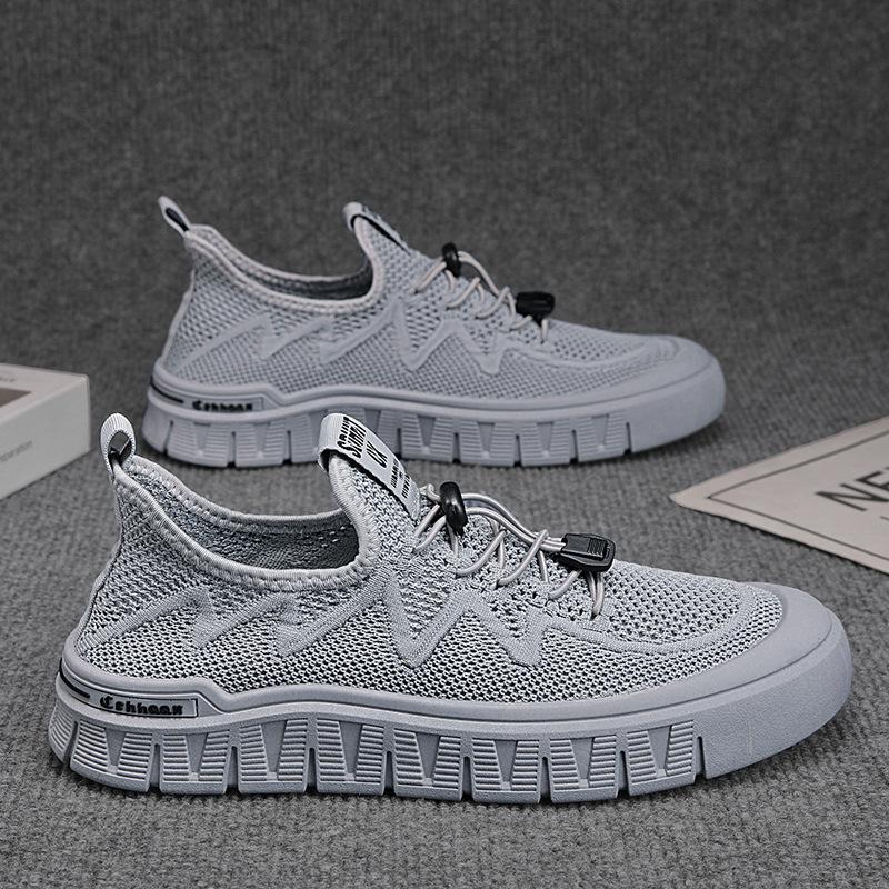2025 summer new men's shoes breathable soft-soled casual shoes youth hollow non-slip fly-woven mesh sports trendy shoes