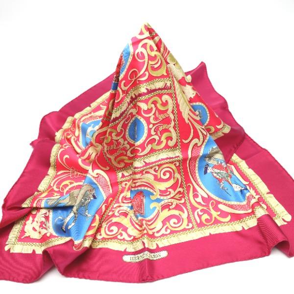 HERMES Knight carriage LA PRESENTATION scarf silk purple Women Used