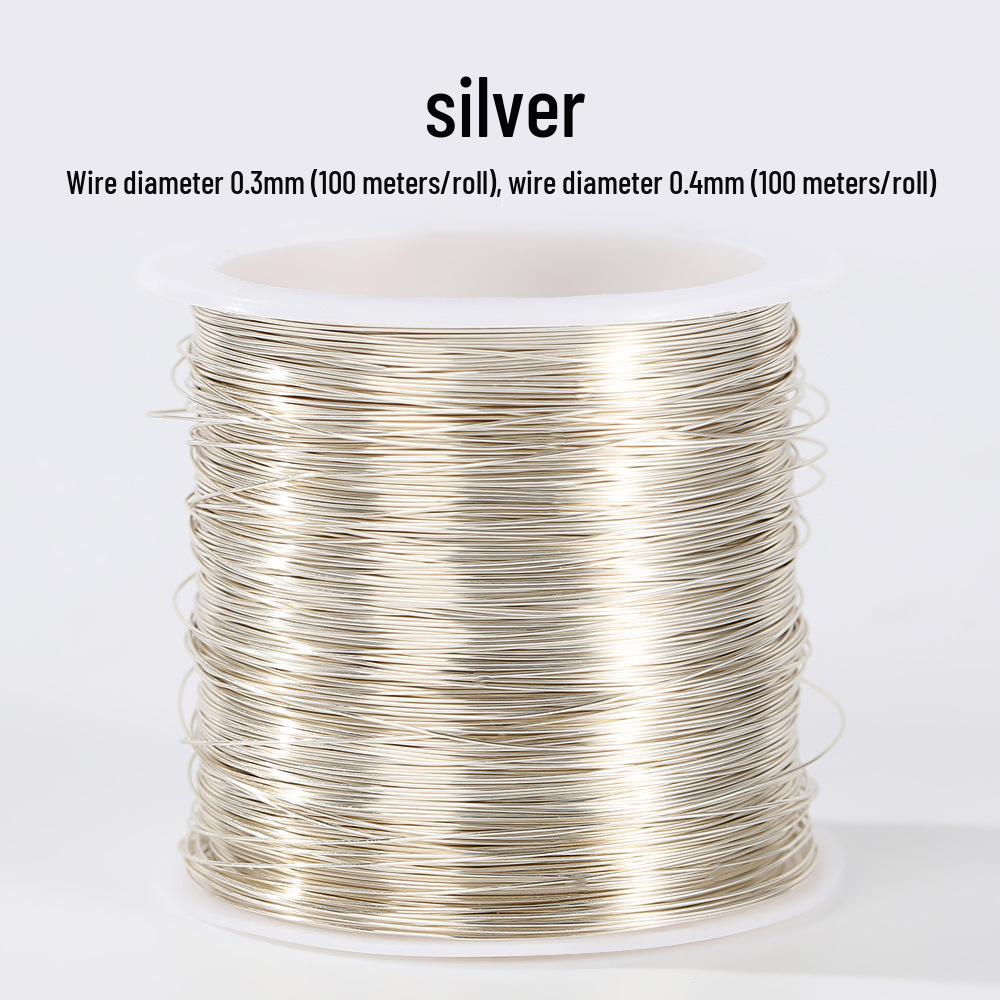 

100м Золотий, Срібний та Мідний Триколірний Мідний Дріт для DIY Нанизування та Плетіння Ювелірних Виробів 0.3mm (100m/Roll)