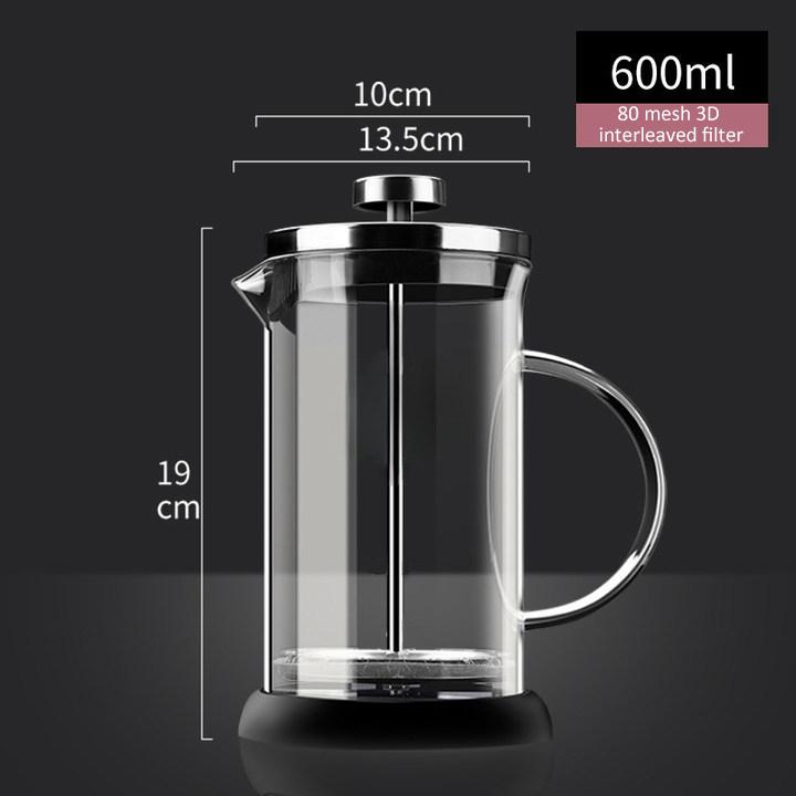 French Press Konvička Vysoce Borosilikátové Sklo Žáruvzdorná Konvička pro Ruční Přípravu Filtrační Tlaková Konvice Domácí Kávové Příslušenství