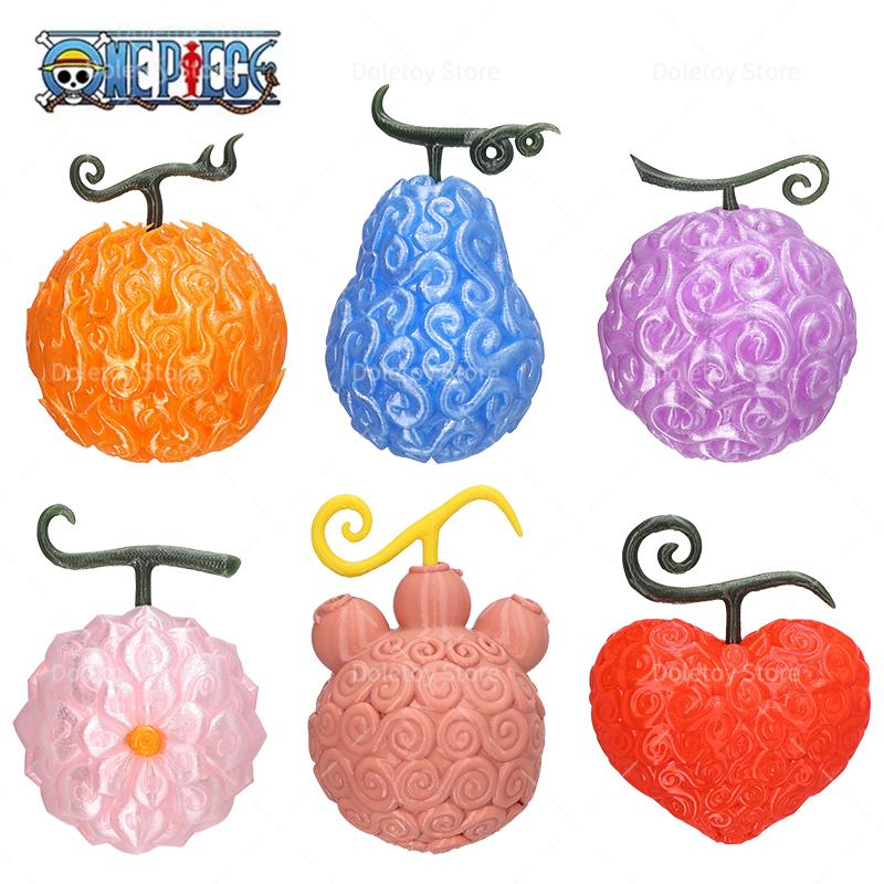 6 Styles Devil Fruit Anime Figure Toys 3D Printed Gum-Gum Fruit Model Collection Flame-Flame Cursed Fruits Ornaments Hobby Toys