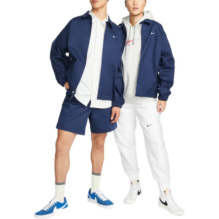 Nike Solid Color Logo Skateboard Coach Jacket Men Outerwear Navy-Blue DQ6335-410