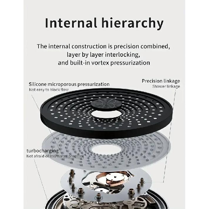 25cm Top Spray Large Water Volume Booster Shower Head Pressurized Single Head Home Bathroom Shower Head