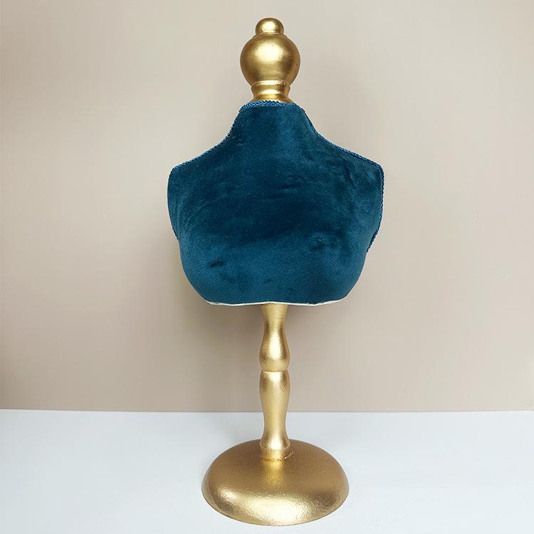 Retro Jewelry Display Stand Luxury Showcase Necklace Display Rack Live Streaming Blue Velvet Necklace Jewelry Shooting Props