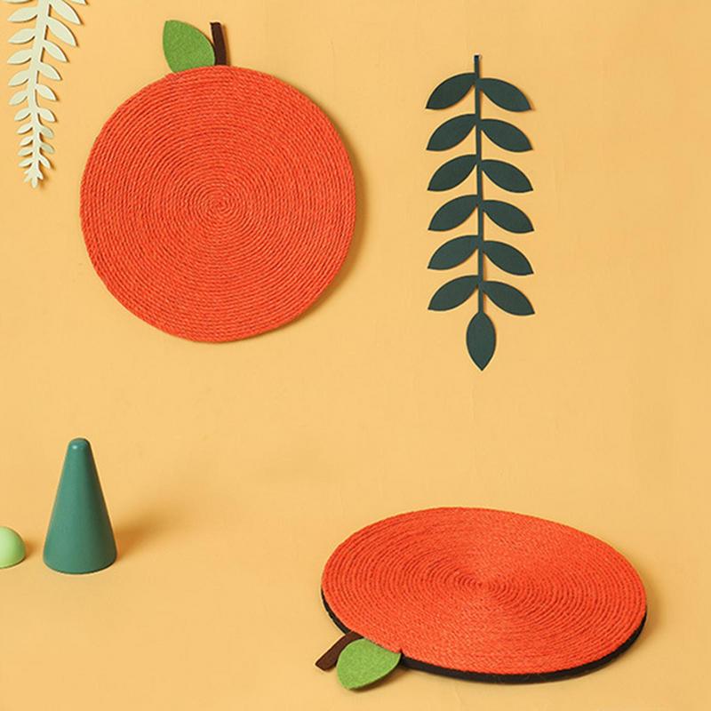 Cat Scratcher Toy Anti-slip Small Cat Scratching Mat Furniture Protection Orange Shape Sisal Cat Scratcher Mat For Exercise Toy