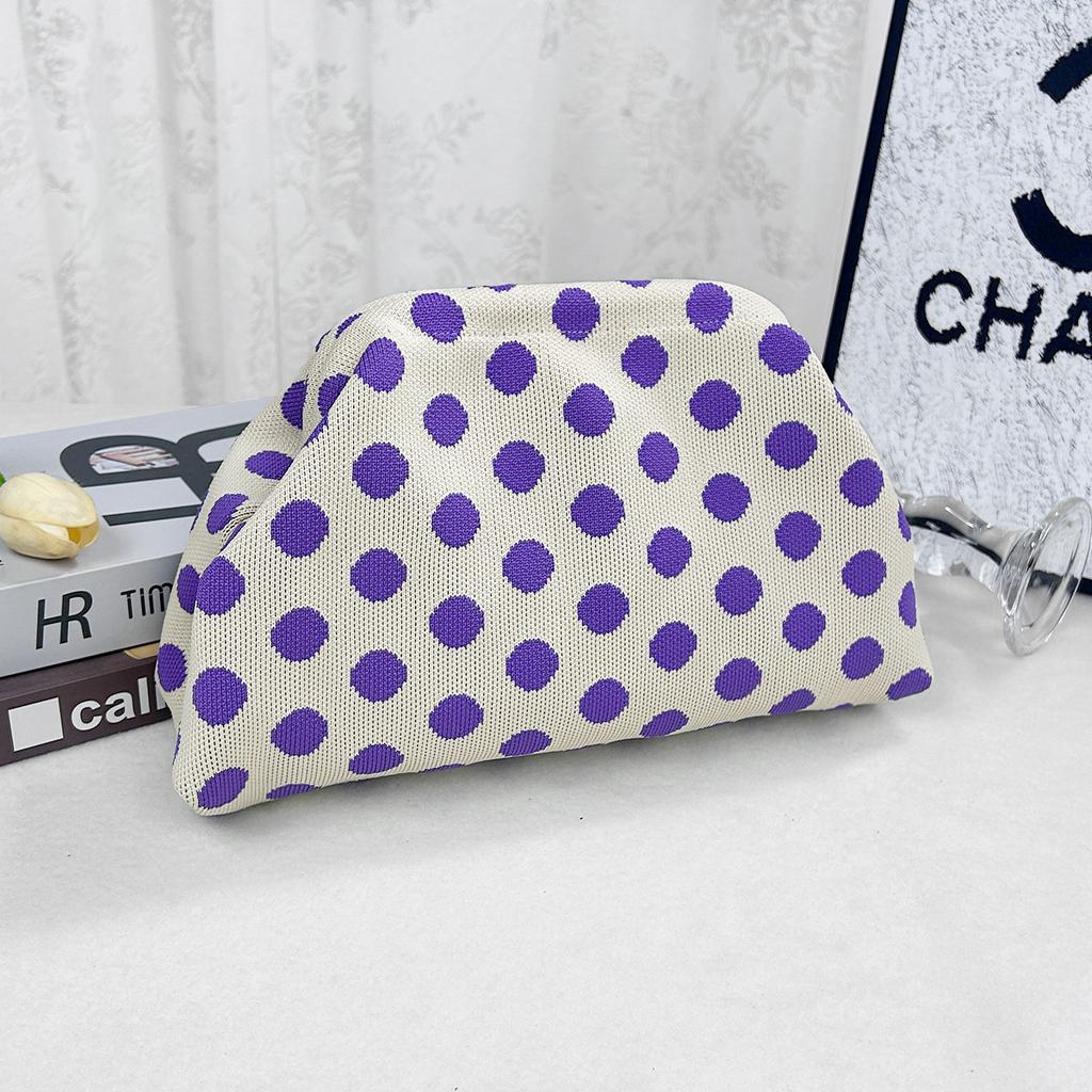 Knitted bag, striped clutch bag, women's flying woven clouds, versatile temperament, portable cosmetic bag, large capacity