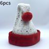 6pcs Christmas Hat Hot Stamping Snowflake White Red Plush Personalized Christmas Hat Holiday Decoration Plush Material