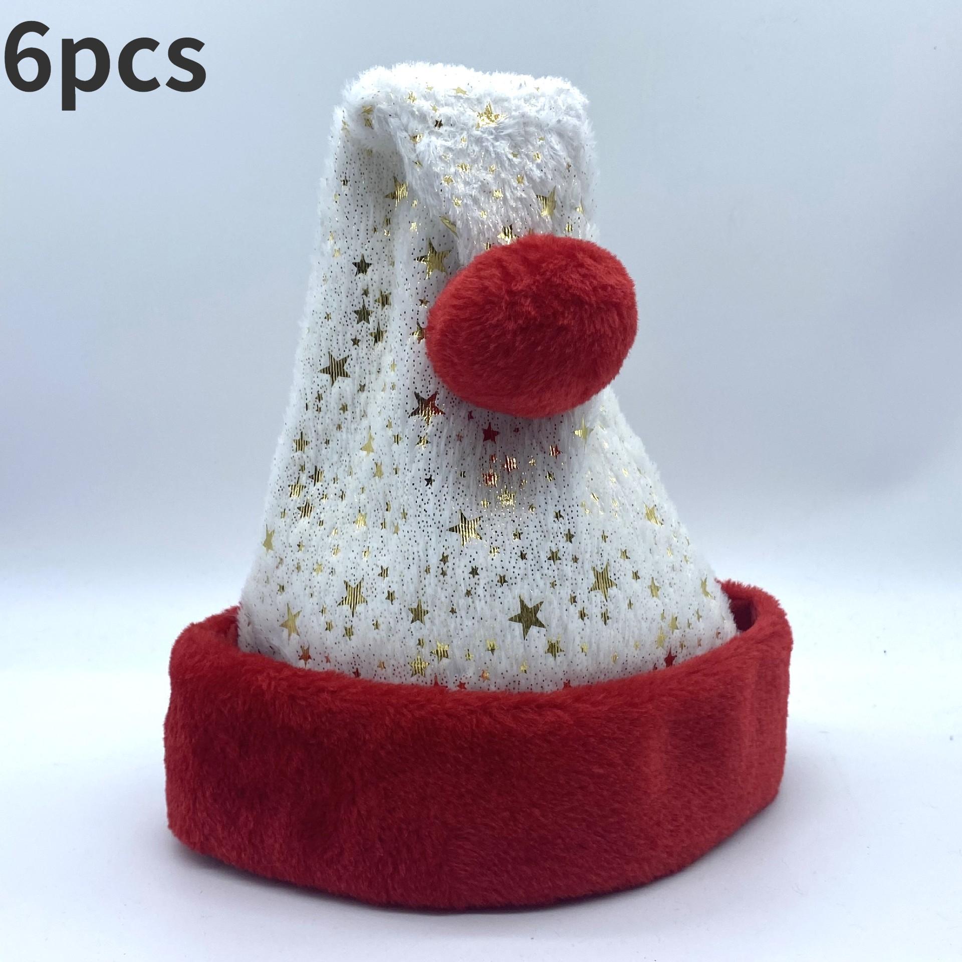 

6 шт. Рождественская шапка с горячим тиснением снежинка белая красная плюшевая персонализированная рождественская шапка праздничное украшение плюшевый материал