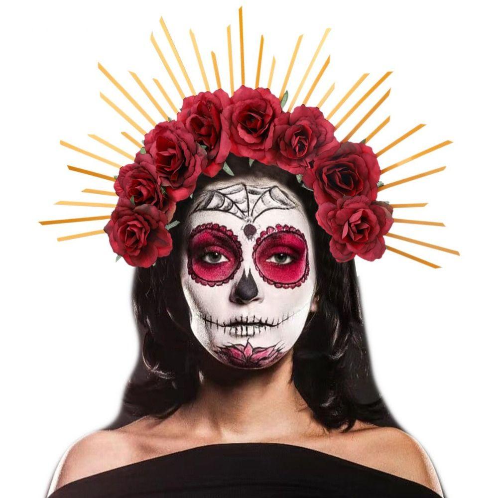 Party Attire Goddess Crown Tiaras Headband Multiple Colors Rose Halo Hairband  Stage Performance