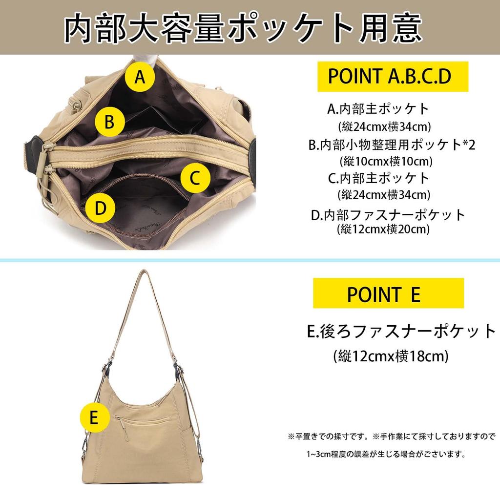 [MR&KB] Shoulder Bag, Crossbody Diaper Bag, Multi-Layered Tote Bag, Women's 3-Way Multi-Functional Water-Repellent Bag with Multiple Pockets, Can
