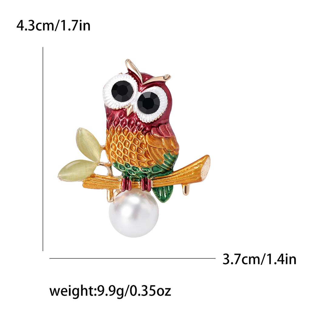 Rhinestone Cartoon Owl Brooch for Women Unisex Enamel Animal Pin Bird Lapel Pin Banquet Party Backpack Gifts Jewelry Accessories