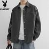 PLAYBOY Men's Washed Casual Long Sleeve Shirt