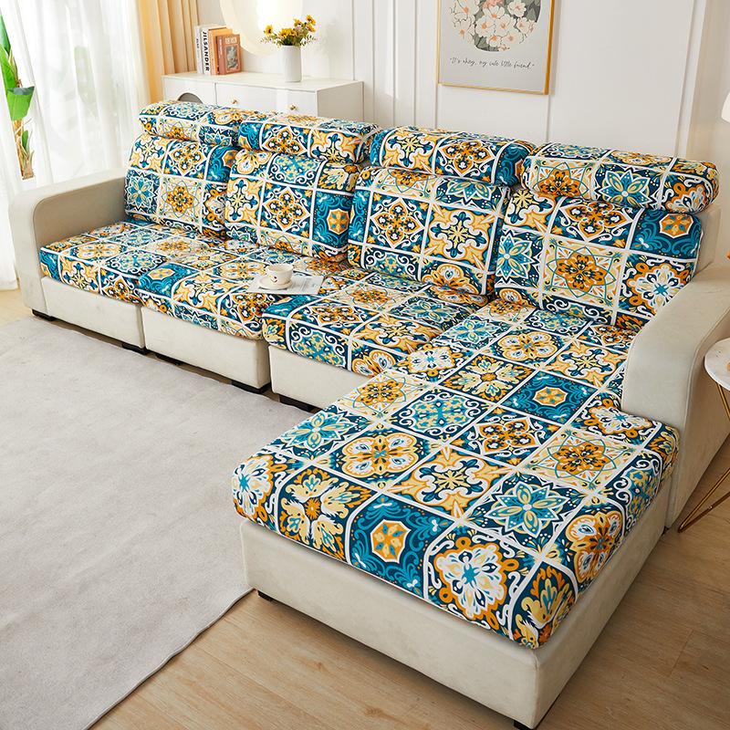 Reversible Corn Fleece Sofa Cushion Covers with Anti-Slip Backing Floral Print Stretchable Slipcovers for Sectional Couches - 50-110cm Sizes Single 845₽