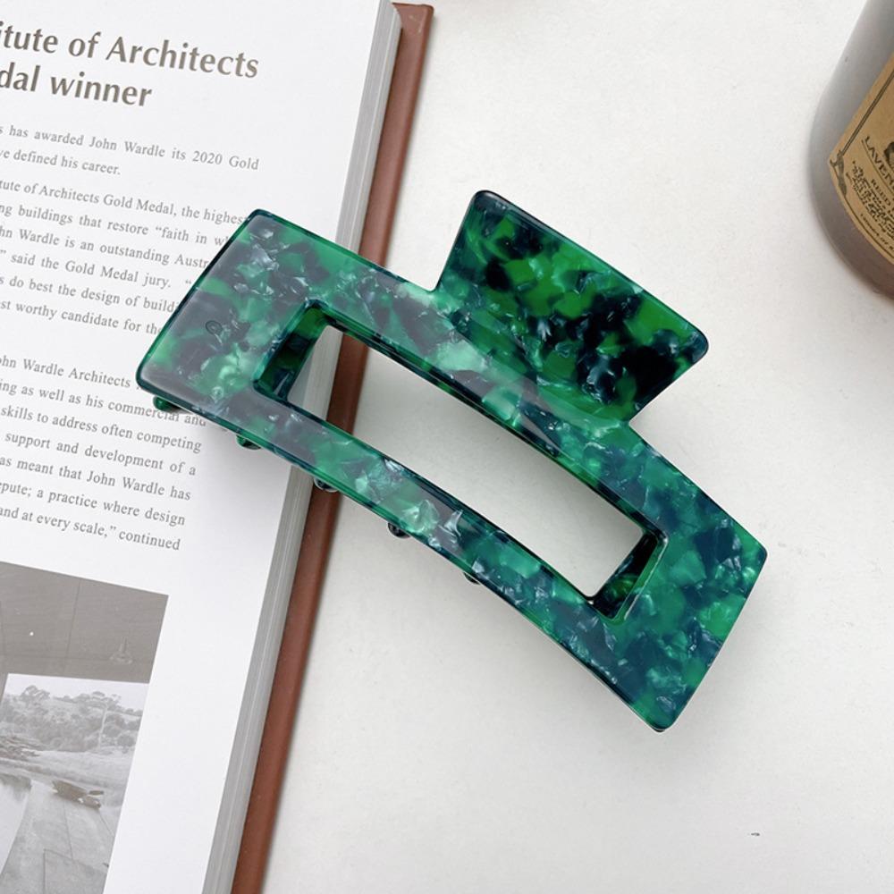 French Style Rectangular Hollow Hair Claw Colorful Shark Clip Acetic Acid Hair Clip  Travel
