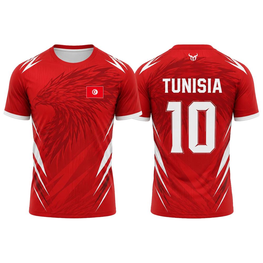 Huiteng12 Nieuw Tunesi&euml; Vlag Print Voetbalshirt Heren Sport Sneldrogend En Ademend Voetbal Trainingsuniform Unisex Casual Tops 3XL
