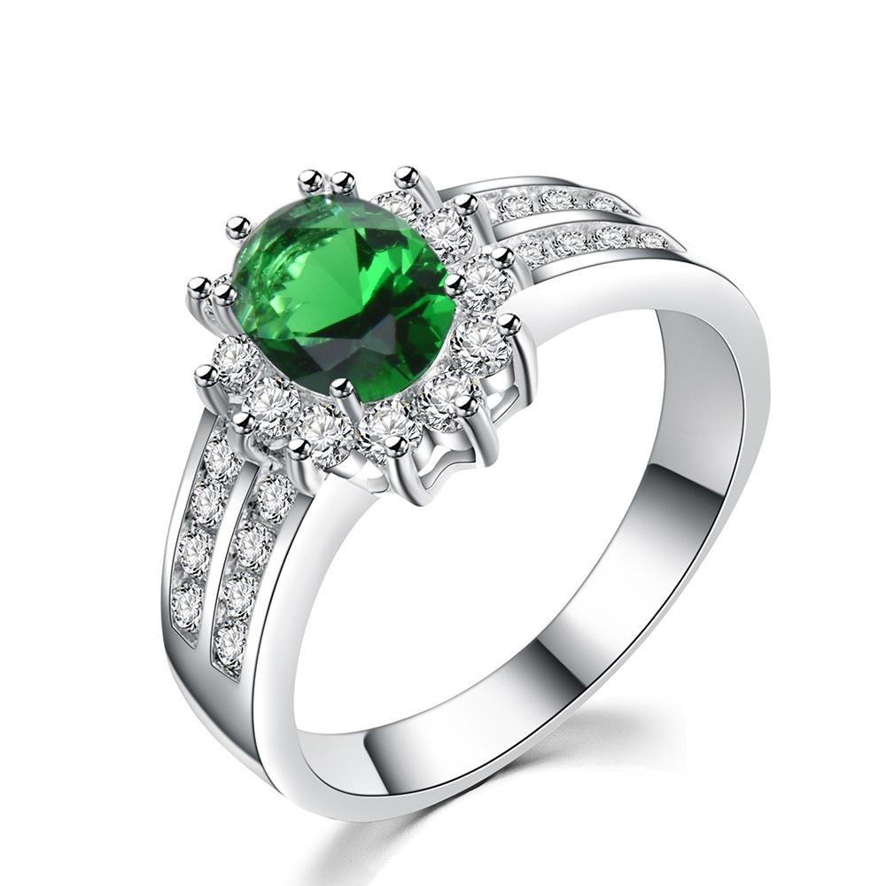 

Новое европейское и американское модное овальное циркониевое кольцо для мужчин и женщин, двойной ряд, белое No. 10