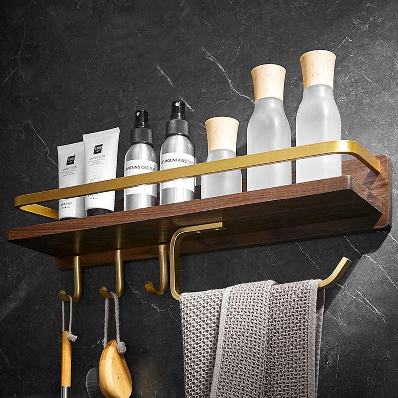 Solid Wood Bathroom Shelving Wall Hanging Toothbrush Teeth Cup Holder Cosmetics Storage Rack Towel Holder Paper Towel Holder