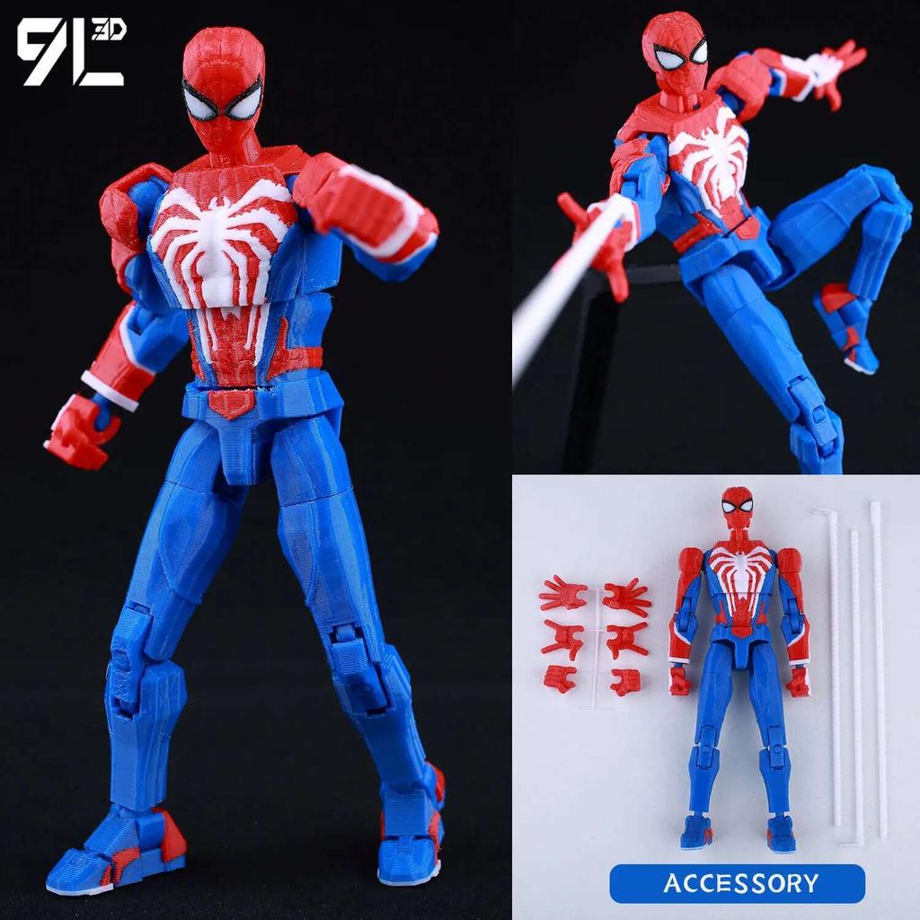 9L3D Printed Lucky Dummy 13 Spider-Man 3D Printed Action Figure, Multi-Jointed Poseable Anime Model, Collectible Gift for Fans