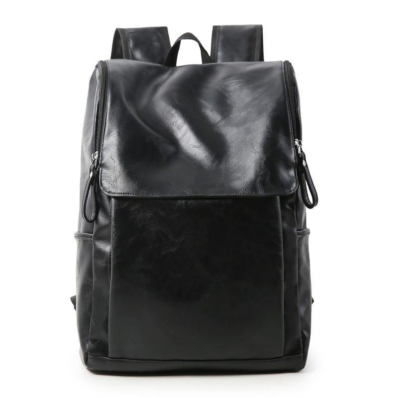 

Однотонный ПУ рюкзак Мужской рюкзак большой вместимости Студенческий спортивный дорожный компьютерный рюкзак чёрный