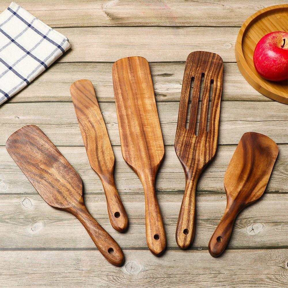 Heat Resistant Colander Spoon Teak Wood Teak Tableware For Nonstick Cookware