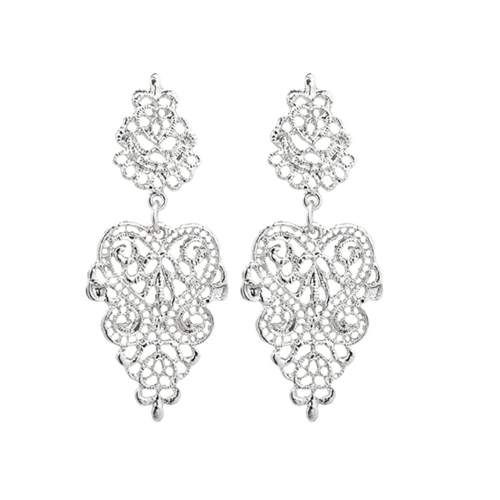 

Богемные серьги Женские сплав Полый дизайн Висячие серьги Свадебная вечеринка Девушки Ушные украшения серебряный