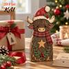 Farmhouse Holiday Gift Highland Cow Wooden Table Sign, Rustic Tiered Tray Centerpiece, 2D Flat Vintage Christmas Party Decor Tabletop Ornament